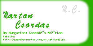 marton csordas business card
